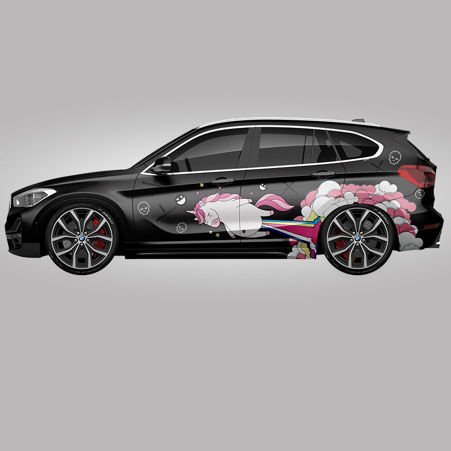 Wizualizacja zestawu UNICORN na boku BMW X1