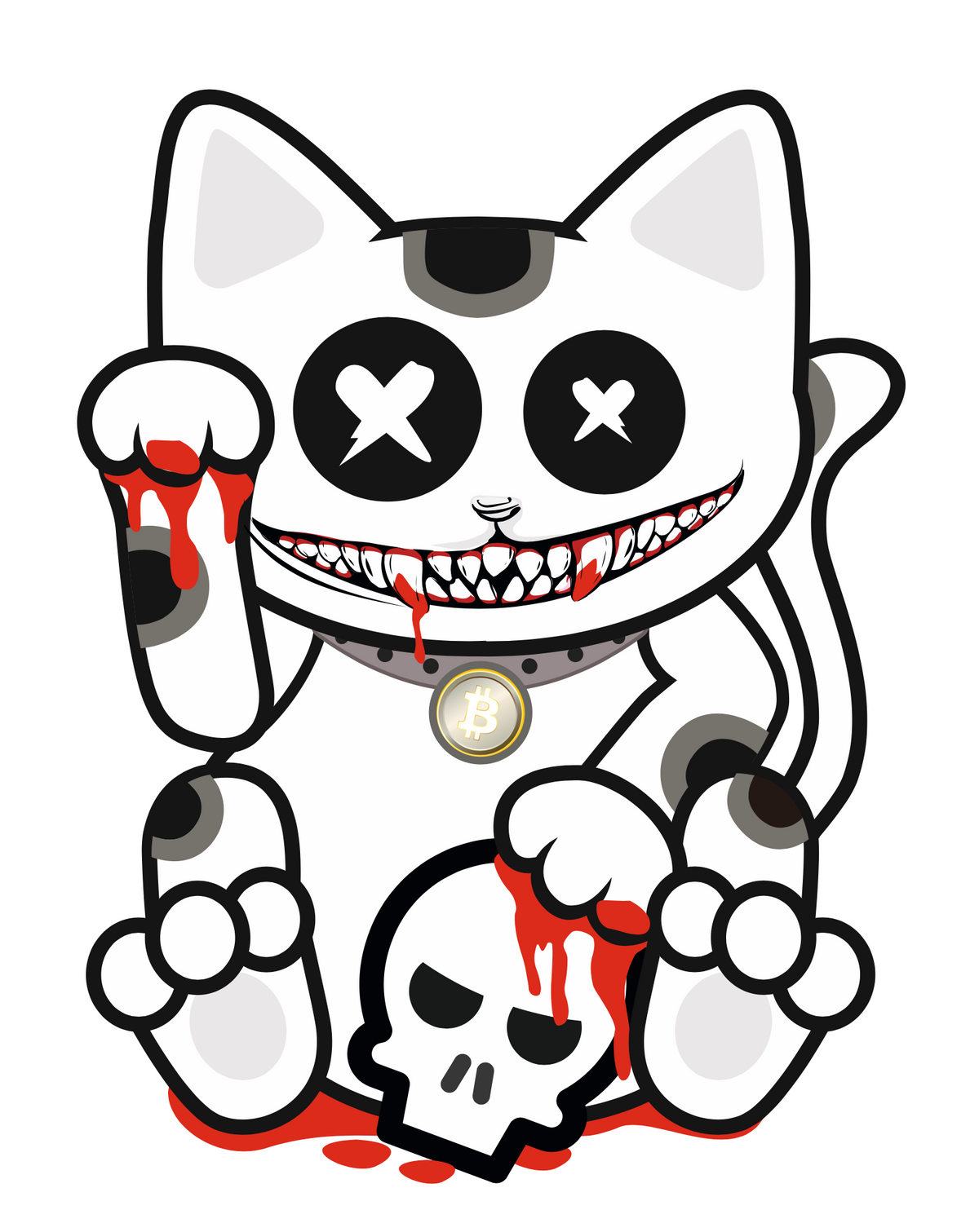 Naklejka Maneki-neko Skull
